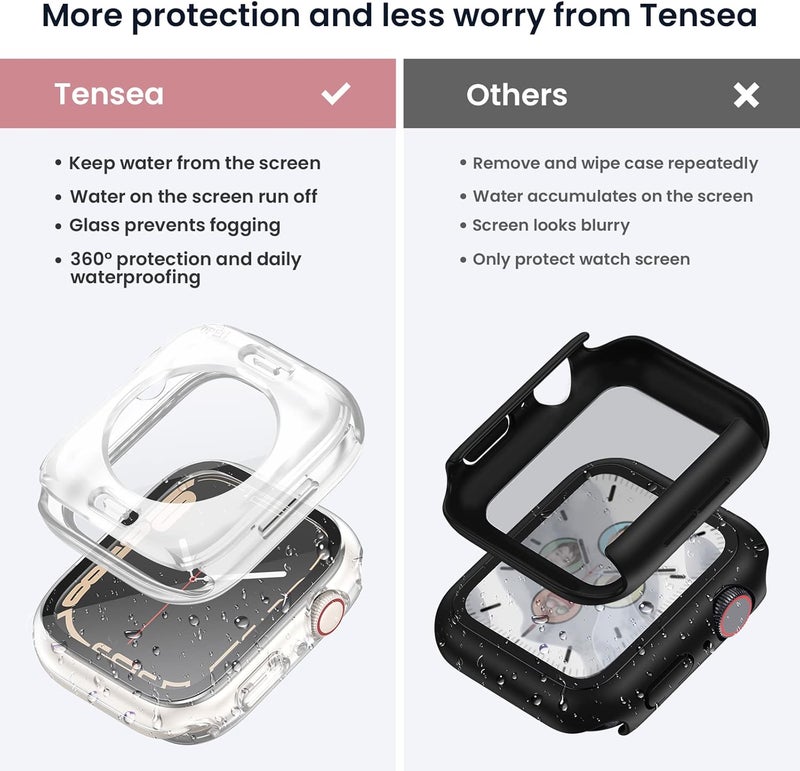 Tensea (2 in 1) for Waterproof Apple Watch Screen Protector Case 40mm SE 3/SE 2nd Generation/SE/Series 6/5/4 Accessories, 360 Front and Back, iWatch Face Cover with Tempered Glass for Women Men, 40 mm - Image 2